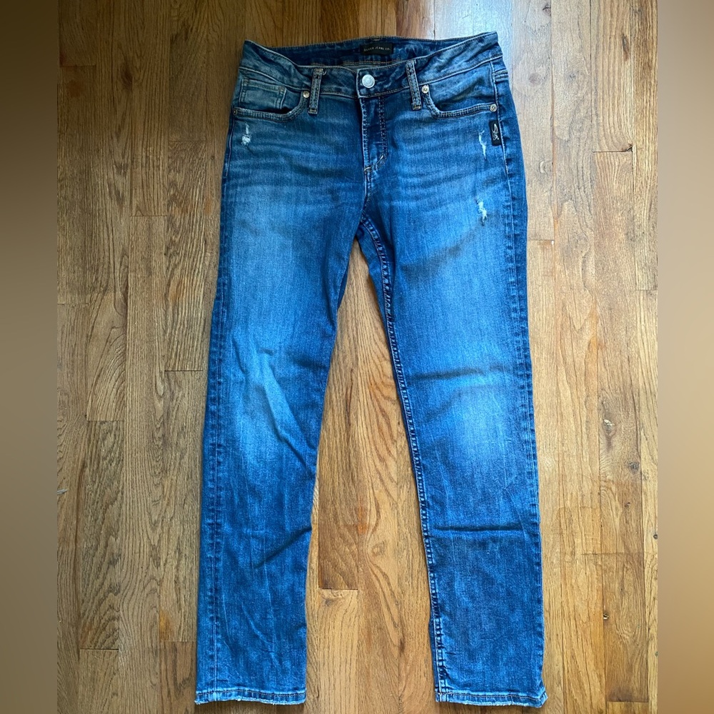 Silver Jeans Straight Leg Womens Distressed Size W 30 L27 Suki Slim Pants